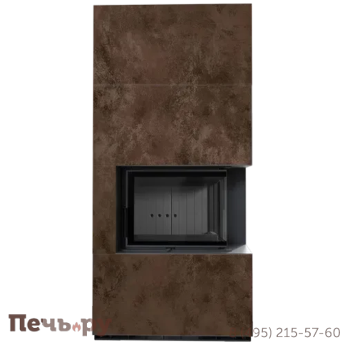 Каминокомплект Kratki Pro Floki в облицовке Oxide Moro, угловое стекло справа фото 4