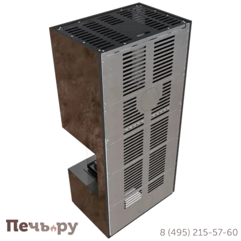 Каминокомплект Kratki Pro Floki в облицовке Oxide Moro, угловое стекло справа фото 5