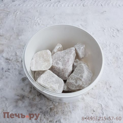 Камни для бани Bas Кварц белый колотый 7-15 см (ведро 10кг) фото