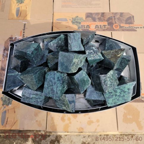 Камни для бани Bas Нефрит колото-пиленый 4-8 см (ведро 10кг) фото