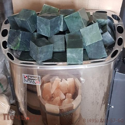 Камни для бани Bas Нефрит кубики 4х4 см (ведро 10кг) фото 2