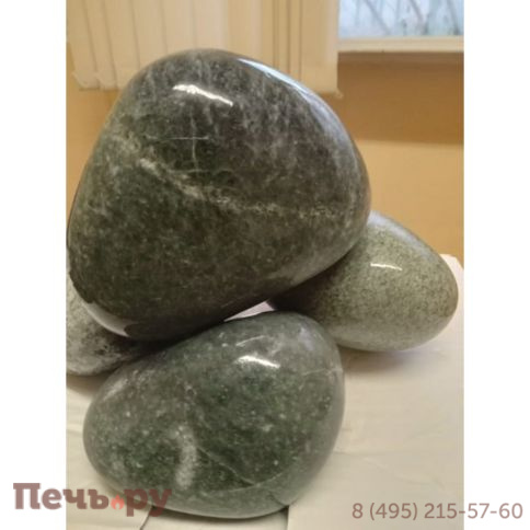 Камни для бани Bas Жадеит Хакасия шлифованный 7-14 см (коробка 10кг) фото 2
