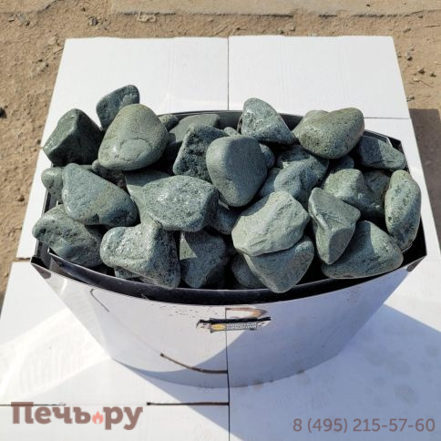 Камни для бани Bas Жадеит Премиум галтованный 4-7 см (ведро 10кг) фото