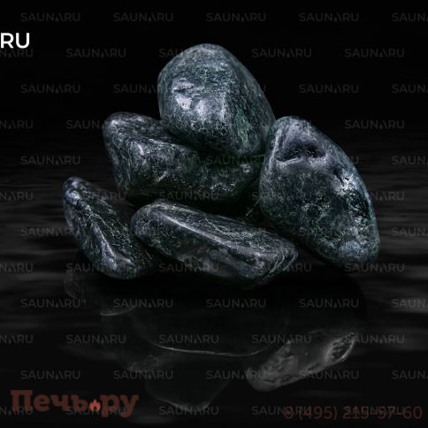Камни для сауны Saunaru Нефрит шлифованный Premium, фракция до 100 мм, ведро 15 кг фото 2