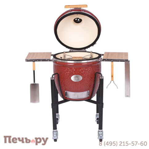 Керамический гриль Monolith Classic Pro serie 2.0 Red с боковыми столиками и подставкой фото 13