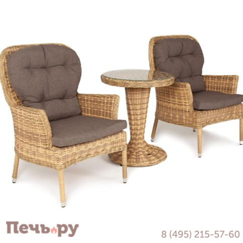 Кофейный комплект 4SiS Алиса из искусственного ротанга, цвет соломенный фото 4