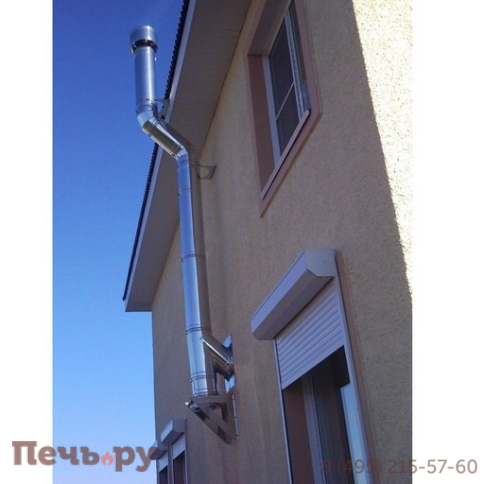 Комплект дымохода Дымок, нержсталь, проход через стену, верхний выход фото 29