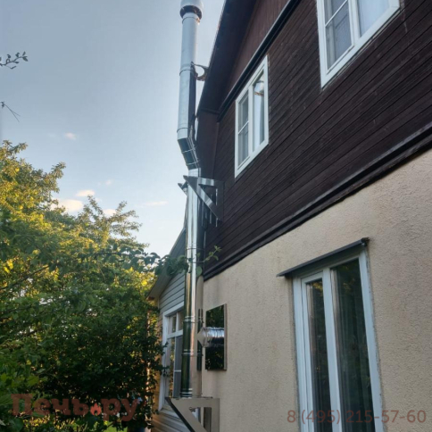 Комплект дымохода Дымок, нержсталь, проход через стену, верхний выход фото 32