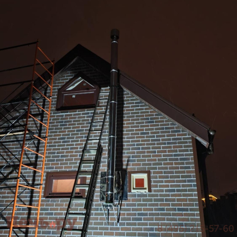 Комплект дымохода Феррум, нержсталь, проход через стену, задний выход фото 26