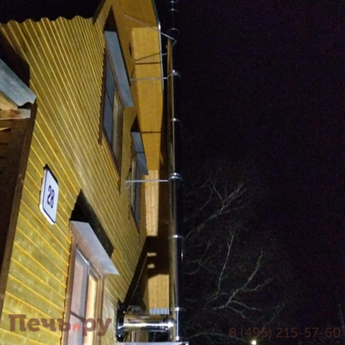 Комплект дымохода Феррум, нержсталь, проход через стену, задний выход фото 28