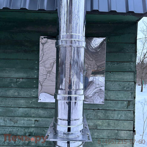 Комплект дымохода Феррум, нержсталь, проход через стену, задний выход фото 30