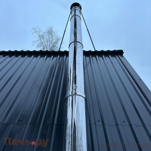Комплект дымохода Феррум, нержсталь, проход через стену, задний выход фото 31