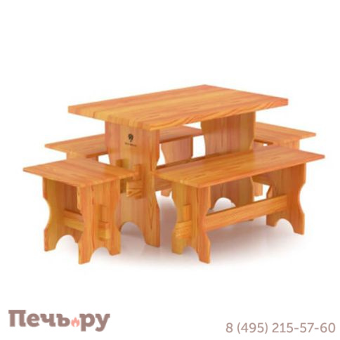 Комплект мебели BentWood (стол, скамейки) - 4 чел., лиственница фото