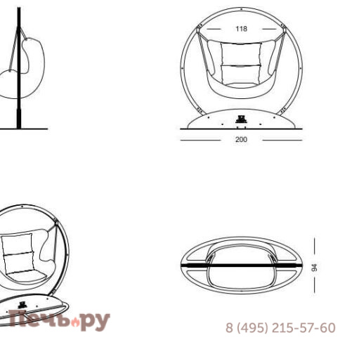 Кресло подвесное плетеное с подушками DFN Aldebaran фото 2