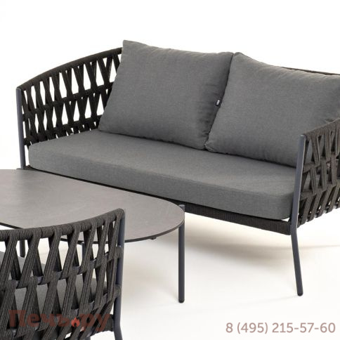 Лаунж-зона 4SiS Диего 4-местная плетеная из роупа (веревки), каркас алюминиевый темно-серый, роуп темно-серый фото 18