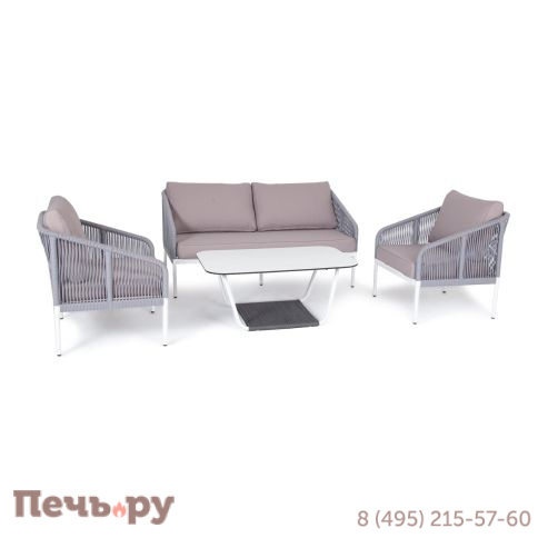 Лаунж-зона 4SiS Канны 4-местная плетеная из роупа (веревки), цвет светло-серый фото 3