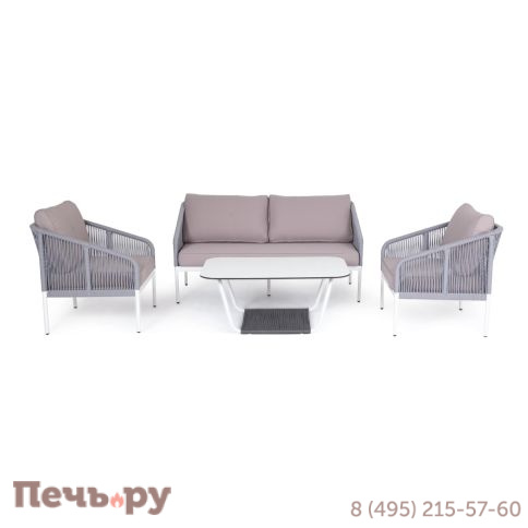 Лаунж-зона 4SiS Канны 4-местная плетеная из роупа (веревки), цвет светло-серый фото 4