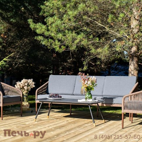 Лаунж-зона 4SiS Канны 5-местная плетеная из роупа (веревки), роуп коричневый фото 15