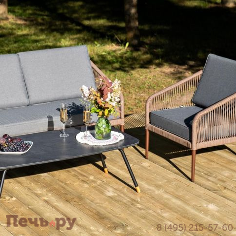 Лаунж-зона 4SiS Канны 5-местная плетеная из роупа (веревки), роуп коричневый фото 6