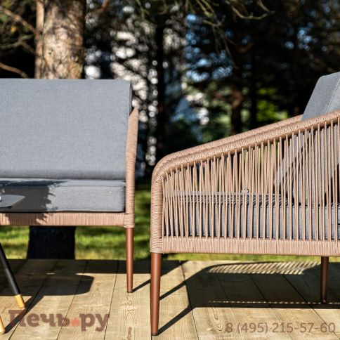 Лаунж-зона 4SiS Канны 5-местная плетеная из роупа (веревки), роуп коричневый фото 7