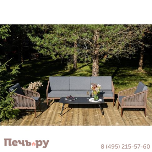 Лаунж-зона 4SiS Канны 5-местная плетеная из роупа (веревки), роуп коричневый фото