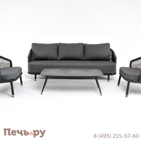 Лаунж-зона 4SiS Верона 5-местная плетеная из роупа (веревки), каркас алюминиевый темно-серый, роуп темно-серый фото 17