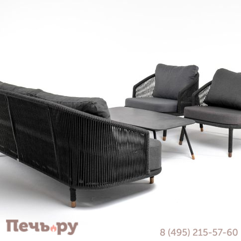 Лаунж-зона 4SiS Верона 5-местная плетеная из роупа (веревки), каркас алюминиевый темно-серый, роуп темно-серый фото 20