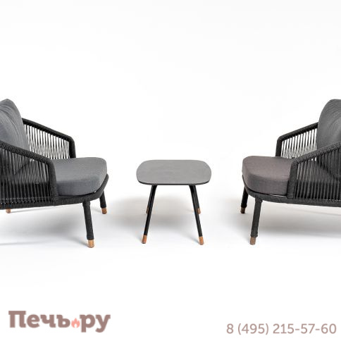 Лаунж-зона 4SiS Верона 5-местная плетеная из роупа (веревки), каркас алюминиевый темно-серый, роуп темно-серый фото 3