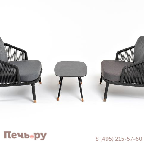 Лаунж-зона 4SiS Верона 5-местная плетеная из роупа (веревки), каркас алюминиевый темно-серый, роуп темно-серый фото 4