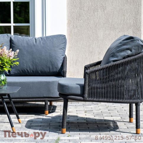 Лаунж-зона 4SiS Верона 5-местная плетеная из роупа (веревки), каркас алюминиевый темно-серый, роуп темно-серый фото 8