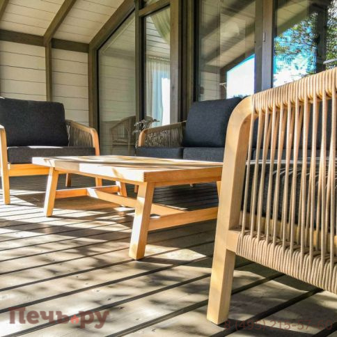 Лаунж зона Ideal Patio LEONOREN с трехместным диваном и плетеным роупом фото 6