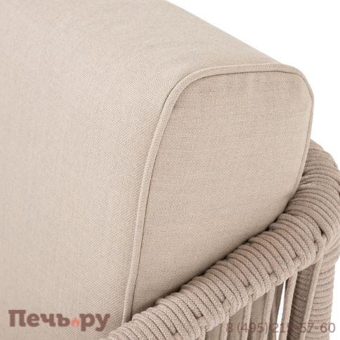 Левый модуль 4SiS Канны плетеный из роупа, основание дуб, роуп бежевый круглый, ткань бежевая 052 фото 11