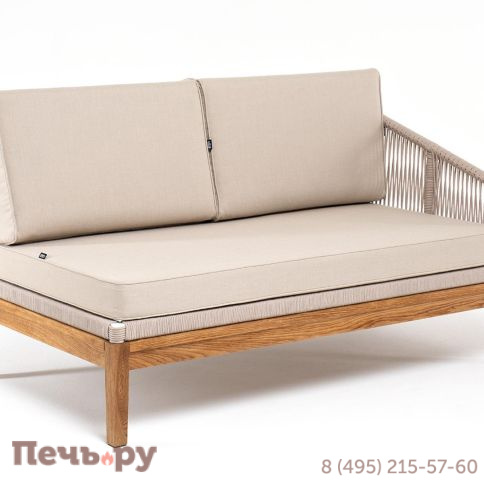 Левый модуль 4SiS Канны плетеный из роупа, основание дуб, роуп бежевый круглый, ткань бежевая 052 фото 3