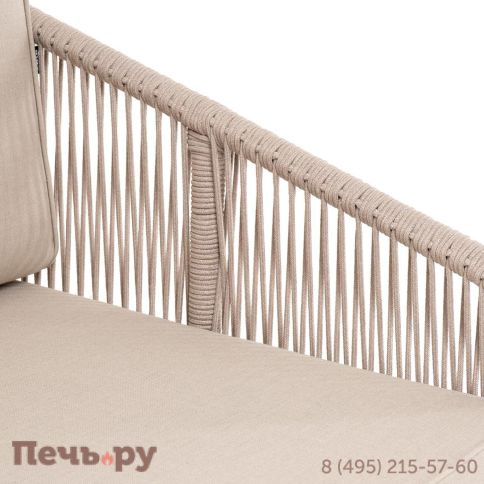 Левый модуль 4SiS Канны плетеный из роупа, основание дуб, роуп бежевый круглый, ткань бежевая 052 фото 4