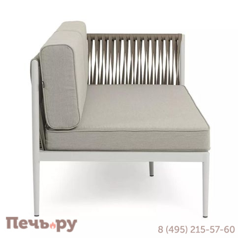 Левый модуль плетеный из роупа 4SiS Касабланка, каркас алюминий светло-серый (RAL7035) муар, роуп серо-коричневый 23мм, ткань бежевая 15052 фото 6