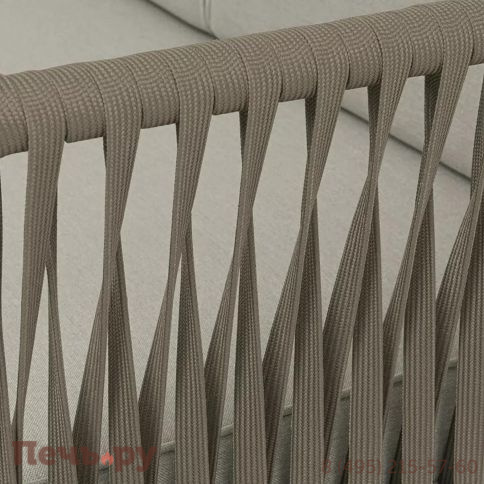 Левый модуль плетеный из роупа 4SiS Касабланка, каркас алюминий светло-серый (RAL7035) муар, роуп серо-коричневый 23мм, ткань бежевая 15052 фото 7