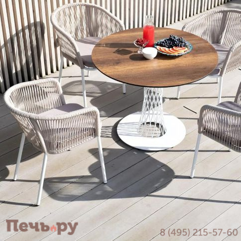 Обеденная группа на 4 персоны 4SiS Диего, круглый стол "дуб", цвет бежевый фото 3