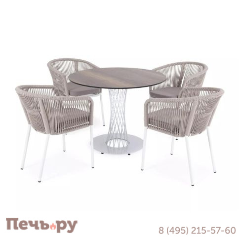 Обеденная группа на 4 персоны 4SiS Диего, круглый стол "дуб", цвет бежевый фото