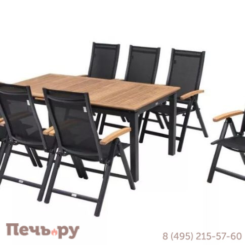 Обеденный комплект Brafritid Lyon-Andy 280A+8R антрацит/натуральный, алюминий/тик фото 3