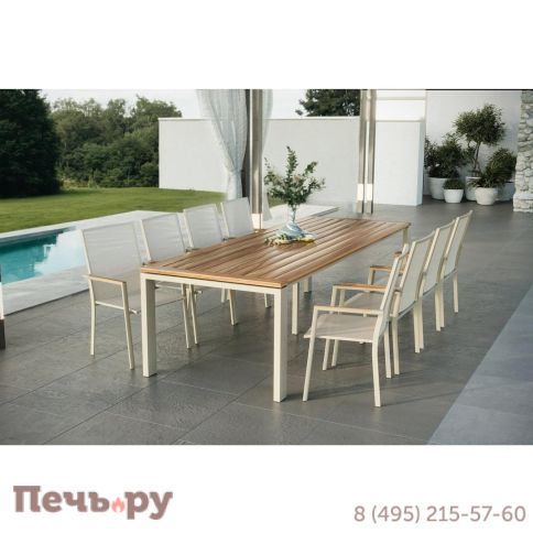 Обеденный комплект Brafritid Lyon-Andy 280B+8N бежевый/натуральный, алюминий/тик фото