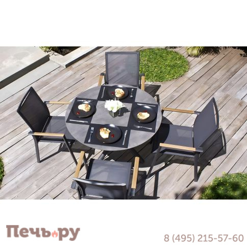 Обеденный комплект Brafritid Timra AL-N антрацит/натуральный, алюминий/тик фото