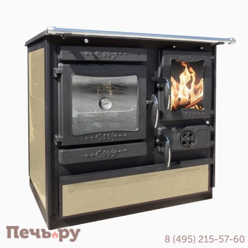 Отопительно варочная печь Guca Guliver с теплообменником cream фото