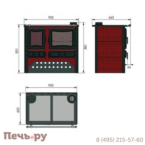 Отопительно варочная печь Guca Guliver Stone с теплообменником фото 4