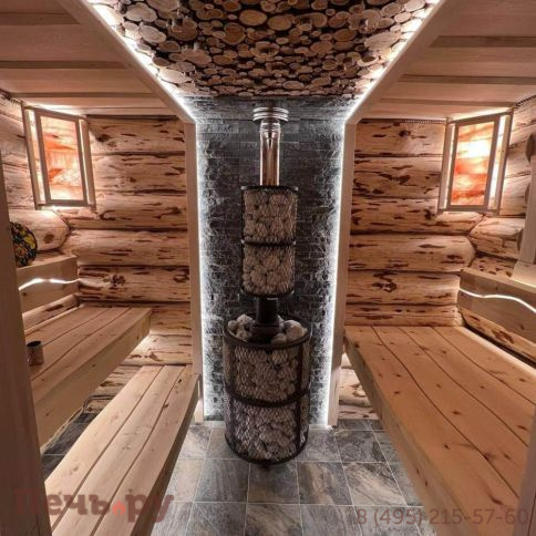 Печь банная ПроМеталл «Атмосфера L» сетка нержавейка с газовой горелкой фото 7