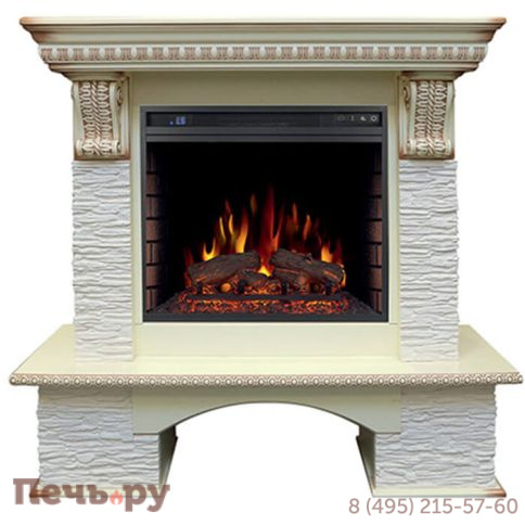 Портал Royal Flame Pierre Luxe сланец мелкий белый под очаг Vision 23 LED FX фото