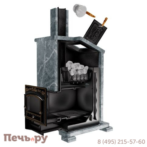 Премиальная банная печь НМК Сибирь-25 ЗК (дверка 700х700) в облицовке Президент фото 5