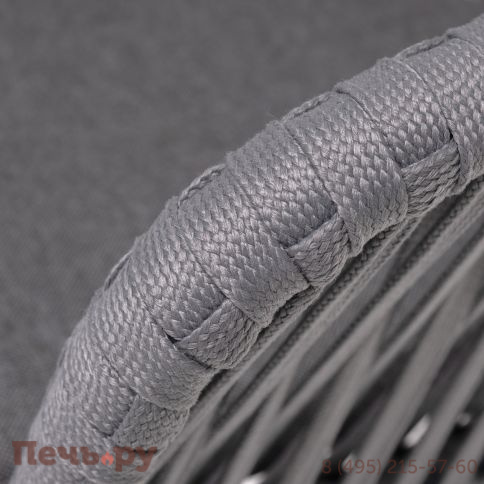 "Бордо" стул плетеный из роупа, каркас алюминий темно-серый (RAL7024) муар, роуп серый 15мм, ткань темно-серая 027 фото 4