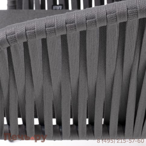 "Бордо" стул плетеный из роупа, каркас алюминий темно-серый (RAL7024) муар, роуп серый 15мм, ткань темно-серая 027 фото 6