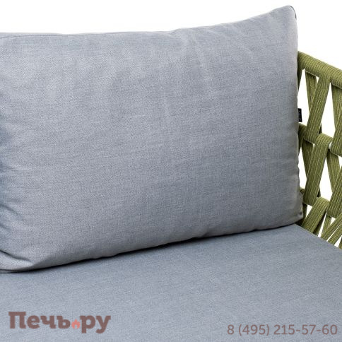 "Диего" диван 2-местный плетеный из роупа, каркас алюминий светло-серый (RAL7035) муар, роуп салатовый меланж круглый, ткань светло-серая фото 11