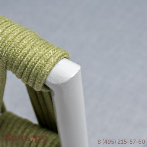 "Диего" диван 2-местный плетеный из роупа, каркас алюминий светло-серый (RAL7035) муар, роуп салатовый меланж круглый, ткань светло-серая фото 7